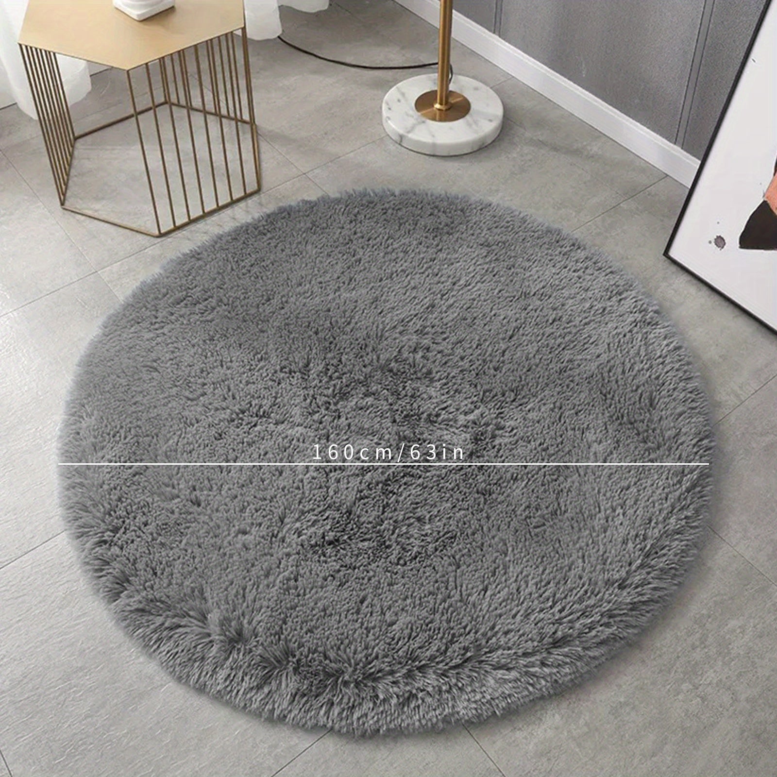 Round Fluffy Bedroom Area Rug Nordic Wool Carpet Living Room Sofa Blanket