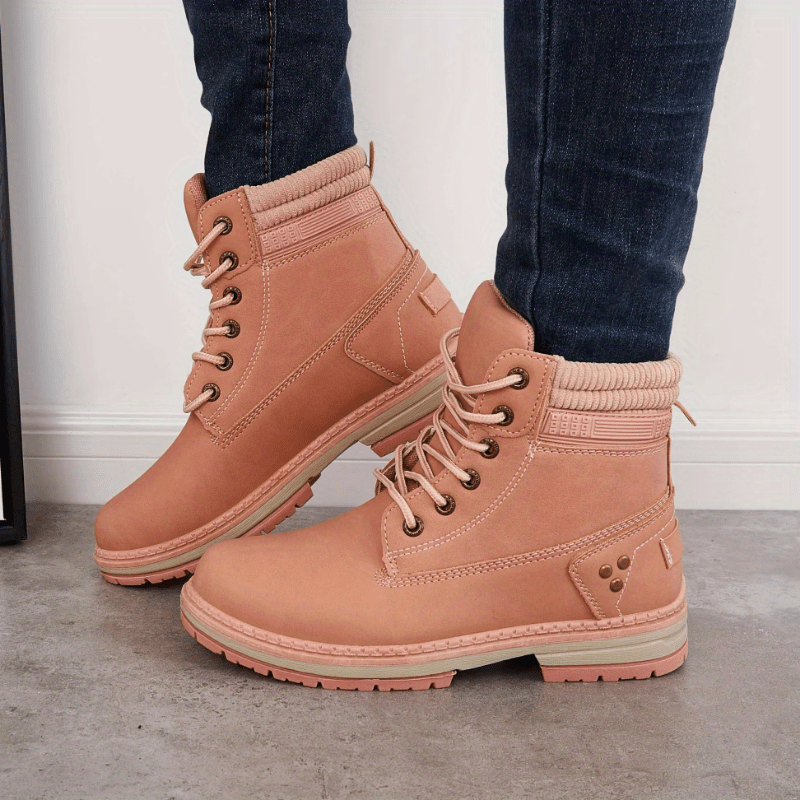 Women's Lace-up Ankle Boots Warm Combat Outdoor Shoes