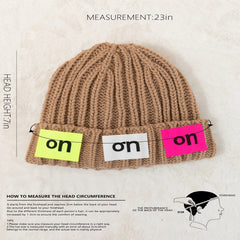 Solid Knitted Beanie Hat for Women