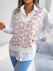 Sleeveless V-Neck Sweater Vest Loose Knit Casual Fall Winter