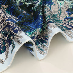 Boho Leaf Print Bandana Vintage Shawl Satin Square Scarf Head Wrap For Women