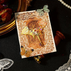 Heart Lock Key Series Pet Stickers Retro Butterfly Key Golden Diary Collage