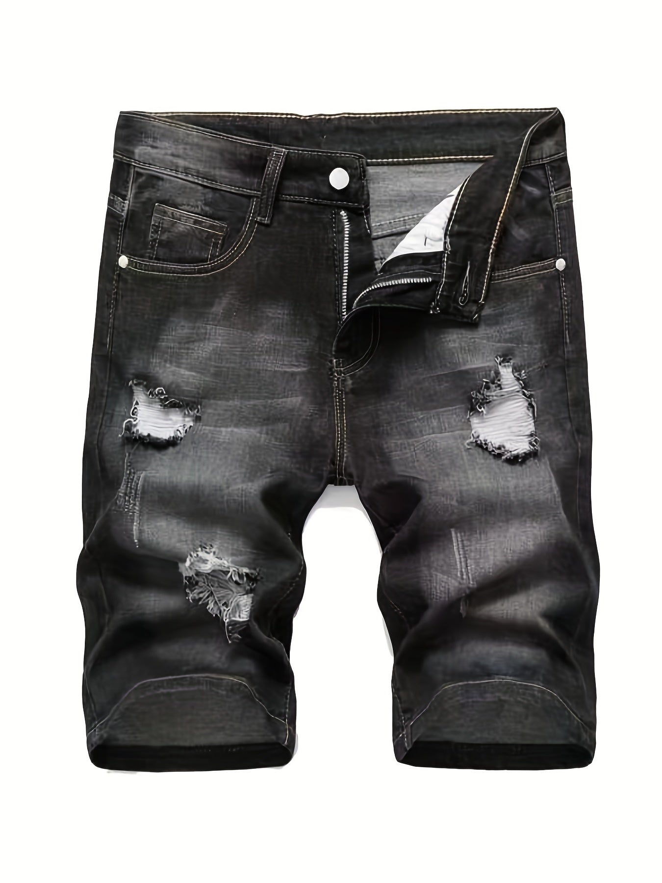 Men's Distressed Denim Shorts, Casual Street Style