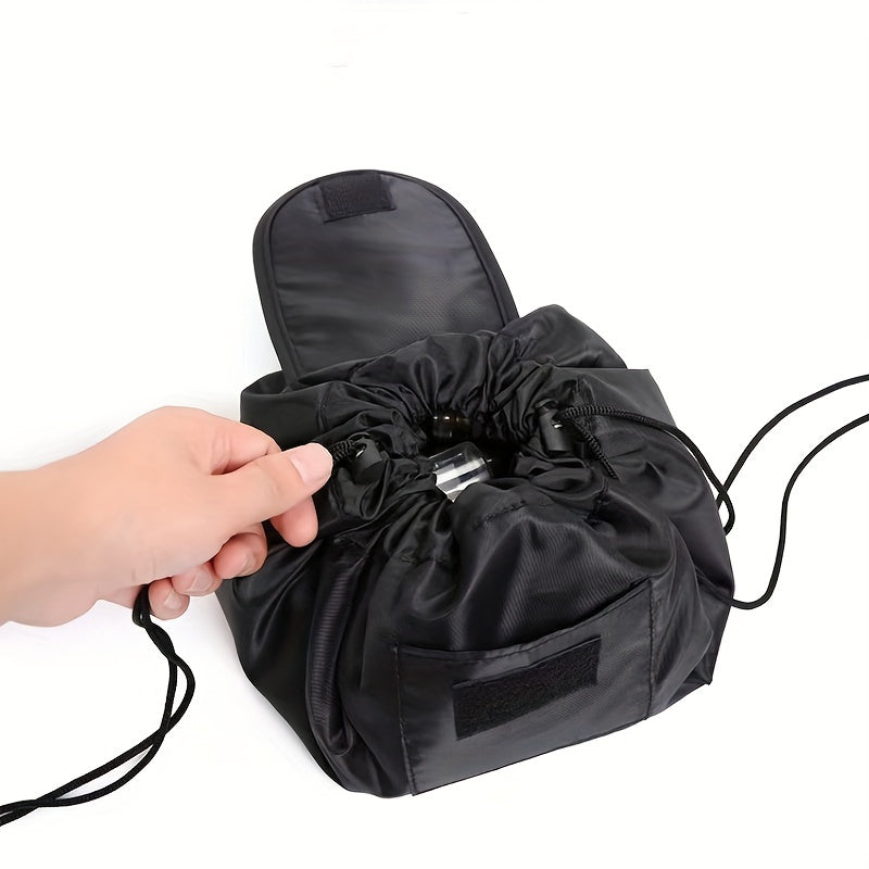 Travel Makeup Bag with Ruched Detail & Faux Pearl Decor