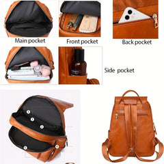 Women's Commuter Backpack PU Leather Sports Bag for Travel