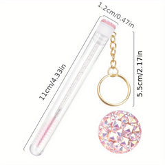 Crystal Mascara Wands & Brush Set with Reusable Key Chain Tube