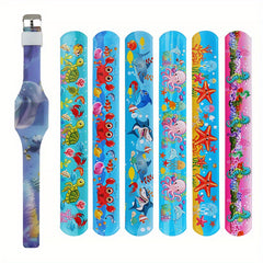 Kids Digital Watch Set with Glow Silicone Strap - 6 Snap Rings Included