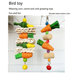 Woven Corn Rattan Ball Parrot Chew Toy Swing