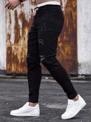 Men's Slim Fit Ripped Jeans Casual Street Style Stretch Denim Pants