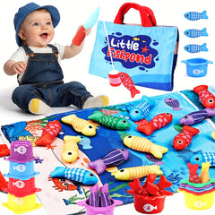 Toddler Fishpond Cloth Fishing Toy Set Safe Polyester Fiber Fish Game