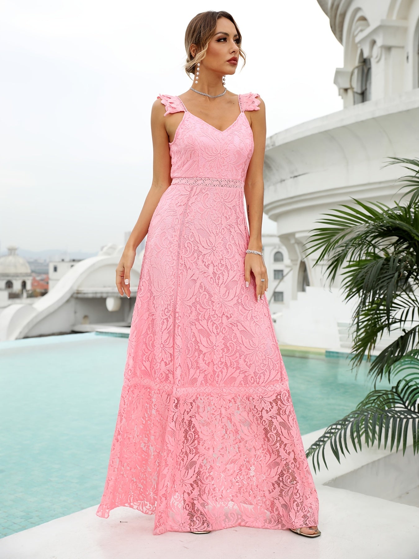Boho Lace Wedding Dress V Neck Cocktail Party Dress