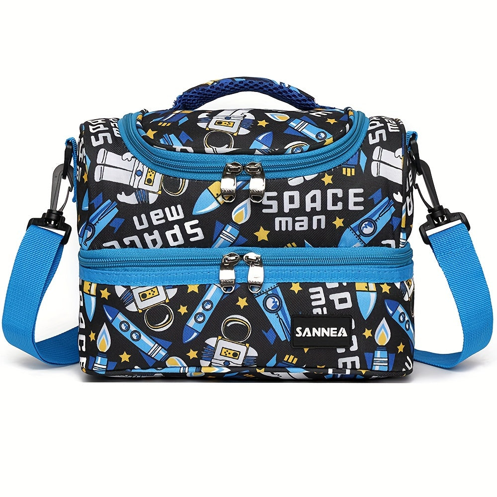 Pink Insulated Lunch Bag Water Resistant Crossbody Picnic Tote