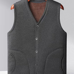 Vintage Button Up V Neck Vest for Fall Winter