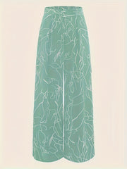Abstract Print Wide Leg Pants Casual High Waist Loose Pants