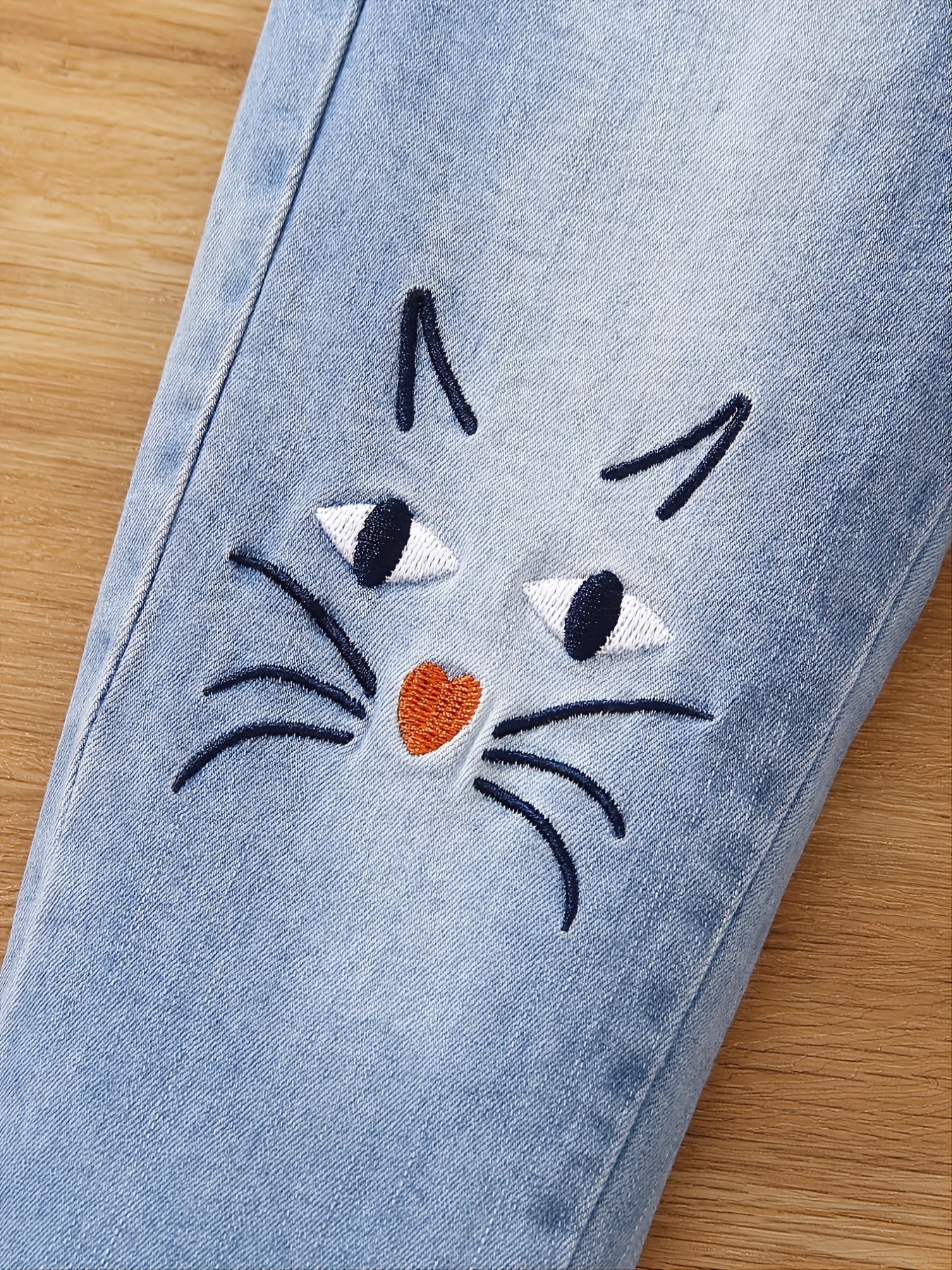Toddler Girls Animals Embroidered Denim Jeans