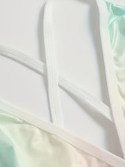 Ombre Print Criss Cross Back Bra & Panty Lingerie Set