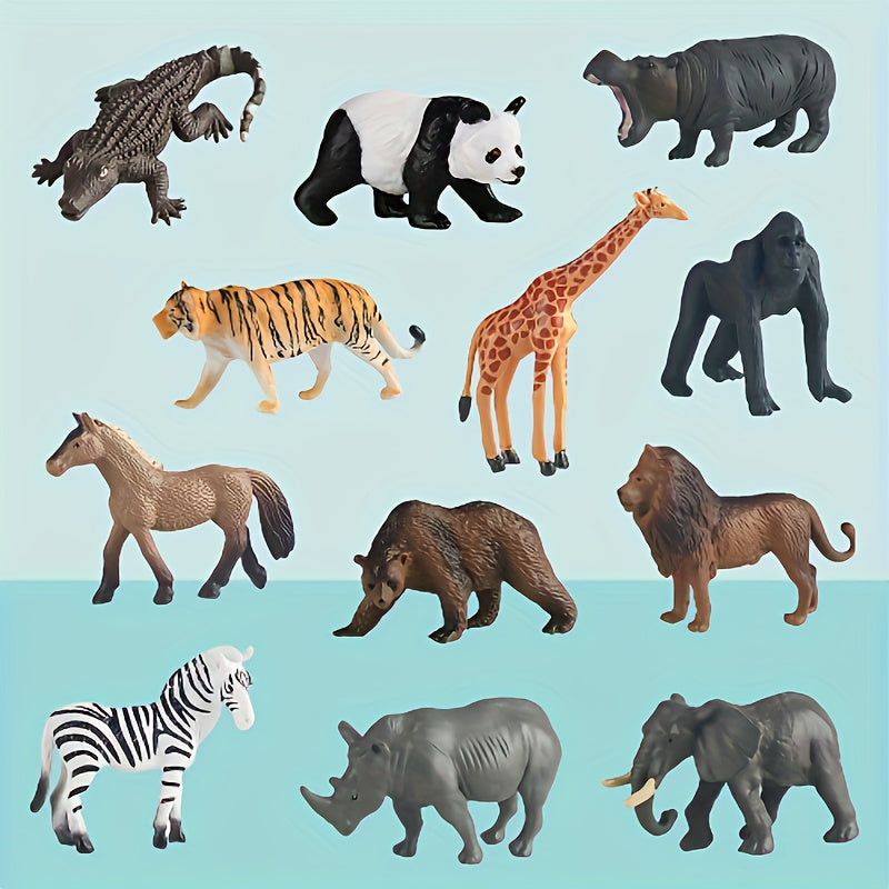 12 Plastic Small Forest Jungle Zoo Animals Kids Party Favors