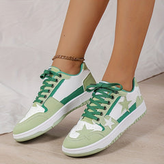 Women's Star Pattern Sneakers Casual Lace Up Low Top Outdoor Shoes