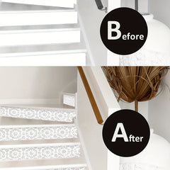 Boho Pattern Staircase Sticker 7pcs Waterproof Wallpaper 105x17