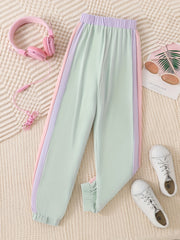 Toddler Girls Block Sweatpants Elastic Waist Casual Sport Jogger Pants