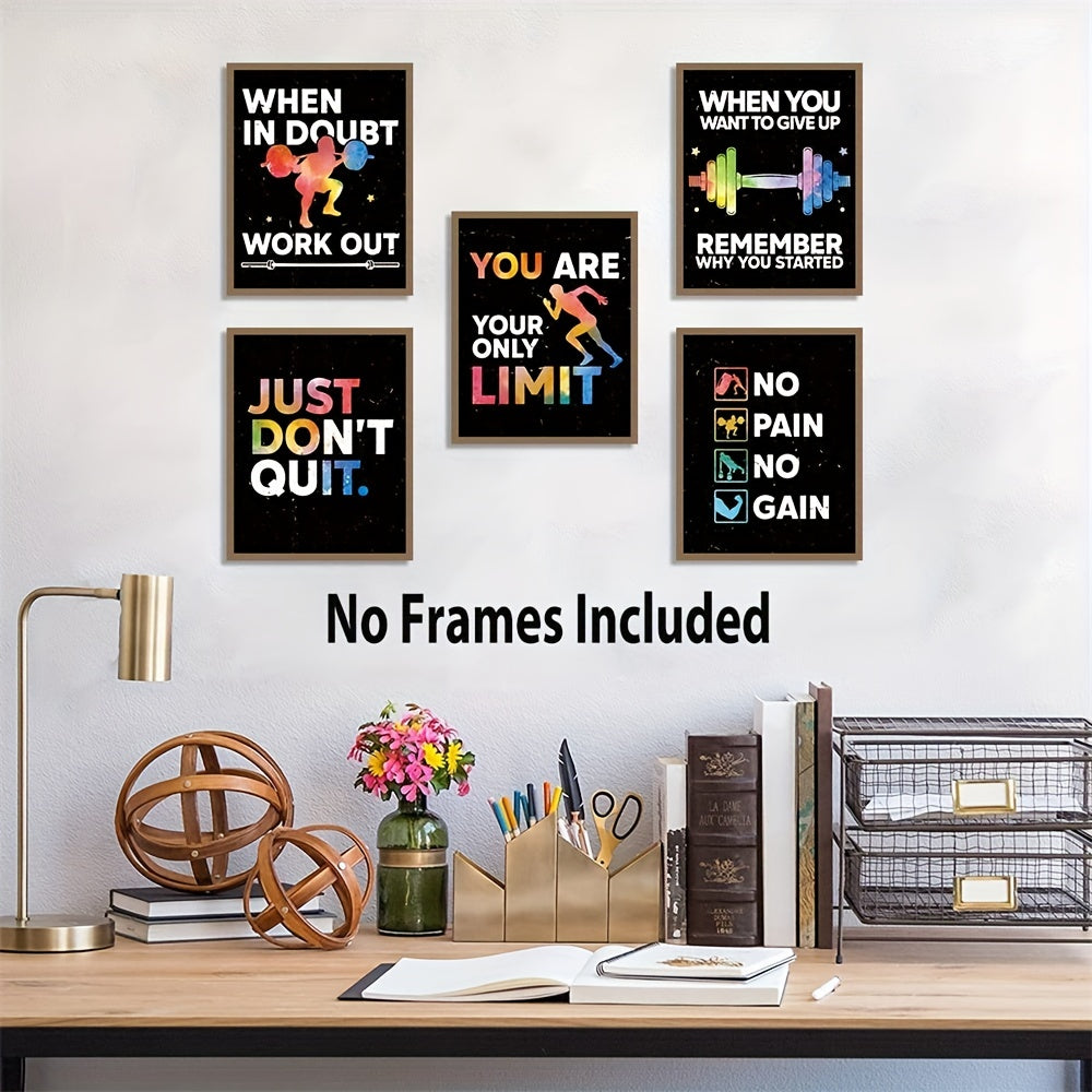 Gym Wall Art Set of 6: Inspirational Workout Room Poster