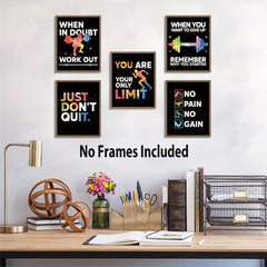 Gym Wall Art Set of 6: Inspirational Workout Room Poster