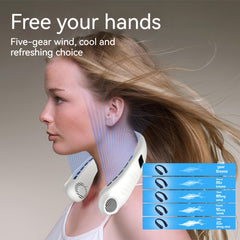 Portable Neck Fan Quick Cooling TYPE C Fast Charging 5 Gears LED Display
