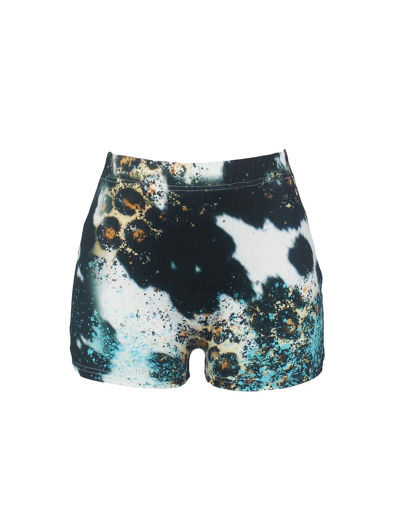 Cow Skull & Letter Print Shorts Women's Clothing