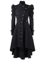Double Breasted Belted Pea Coat Spring Mid Long Lapel Outerwear