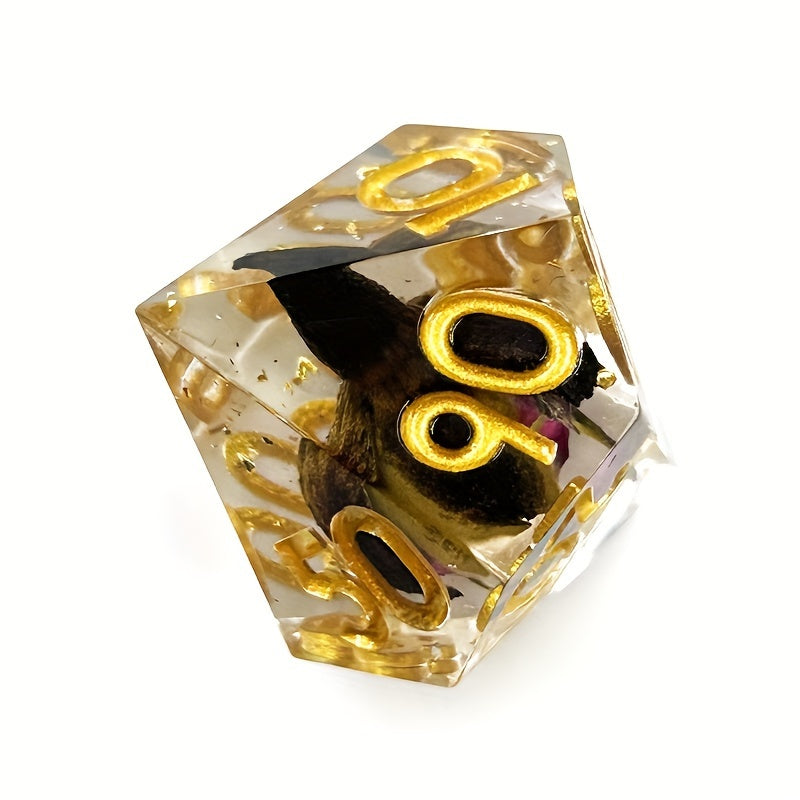 7pcs Rose Flower Golden Dice Fun Resin Dices Desktop Entertainment Game