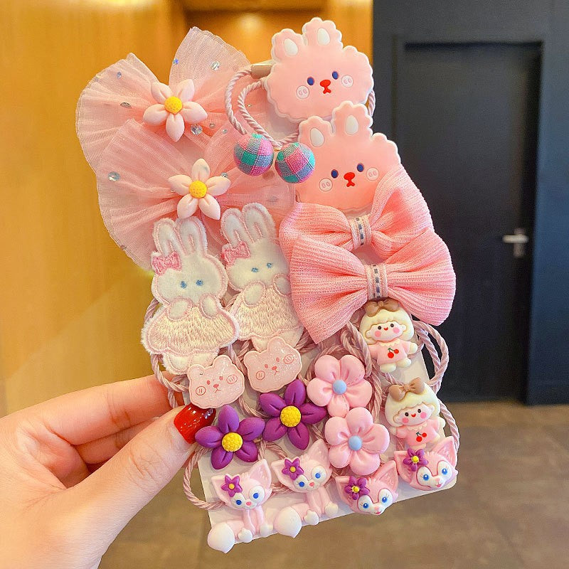 Girls Hair Tie Flower Bow Bunny Stretch Rubber Bands Hair Rope Hair Bands