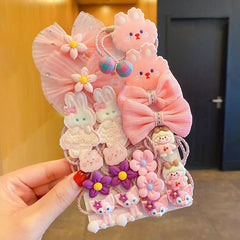 Girls Hair Tie Flower Bow Bunny Stretch Rubber Bands Hair Rope Hair Bands