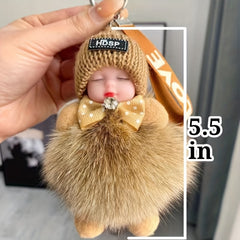 Faux Fur Fox Ball Doll Keychain Bag Accessory