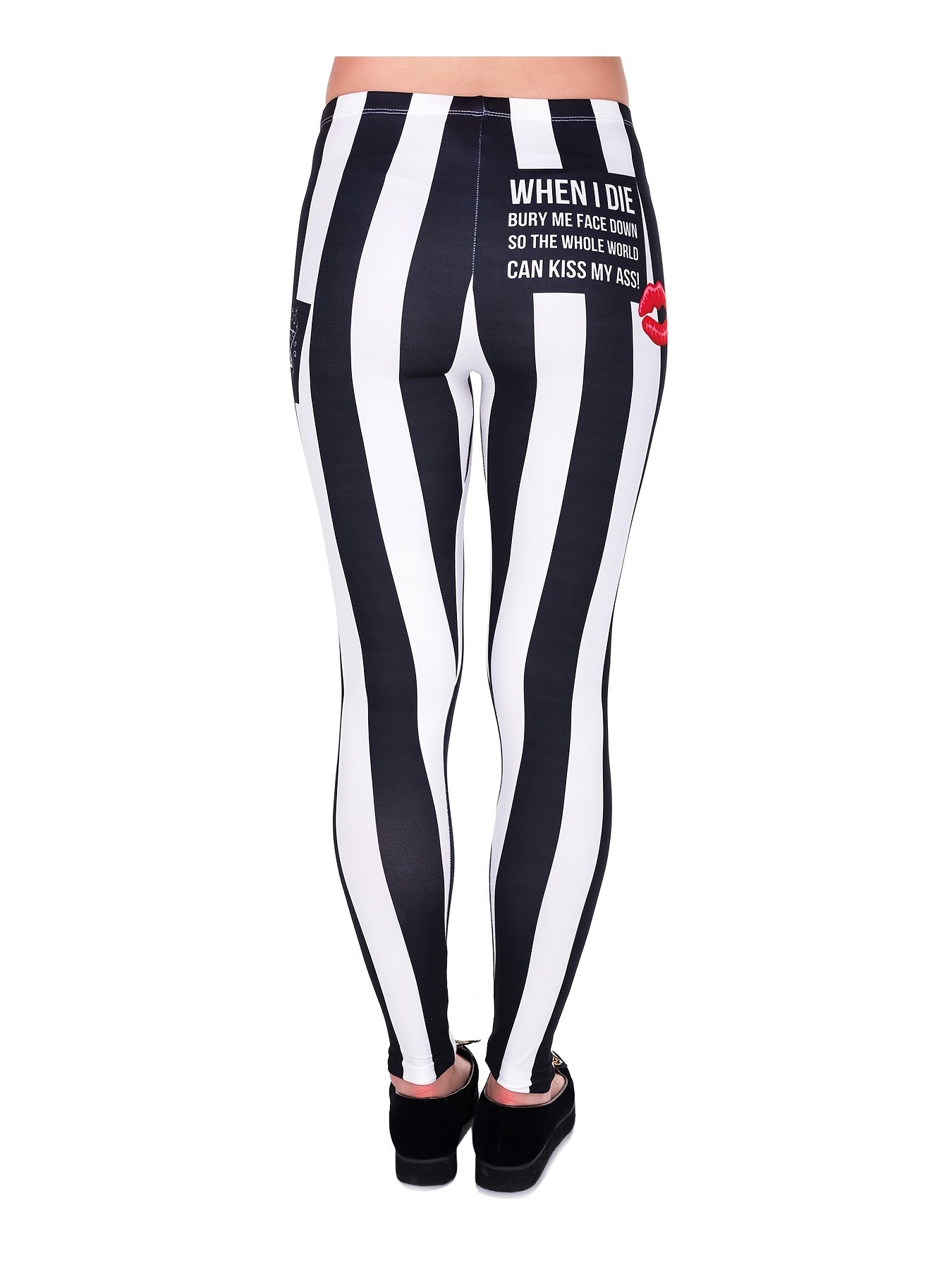 Striped Graphic Print High Waist Leggings Stretchy Skinny All Seasons Leggings