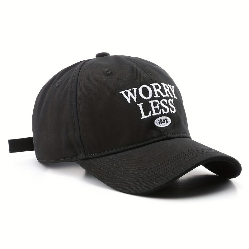 WORRY LESS Embroidery Baseball Cap Solid Casual Couple Dad Hats Unisex