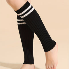 Striped Knitted Leg Warmers Knee High Socks Women's Stockings