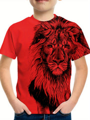 Boys' Comfy Lion Graphic T-Shirt for Summer Outings