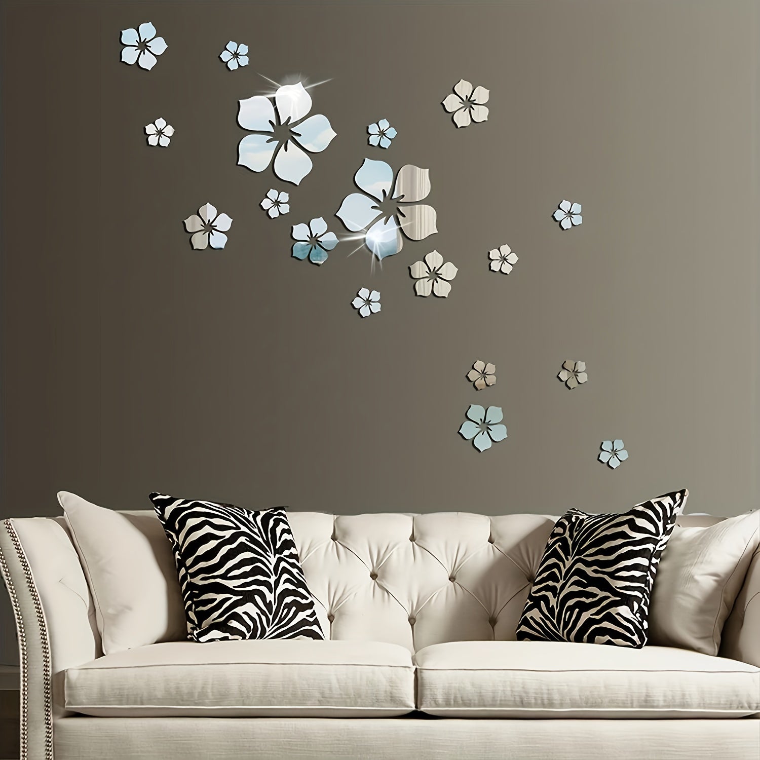 3D Flower DIY Wall Decoration Silvery