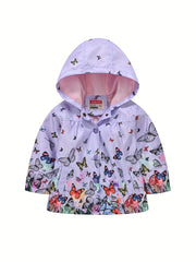 Girls Butterfly Cartoon Hooded Jacket