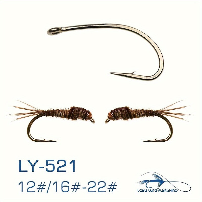 100pcs High Carbon Steel Fly Tying Hooks Barbed Curved Hooks Fly Fishing