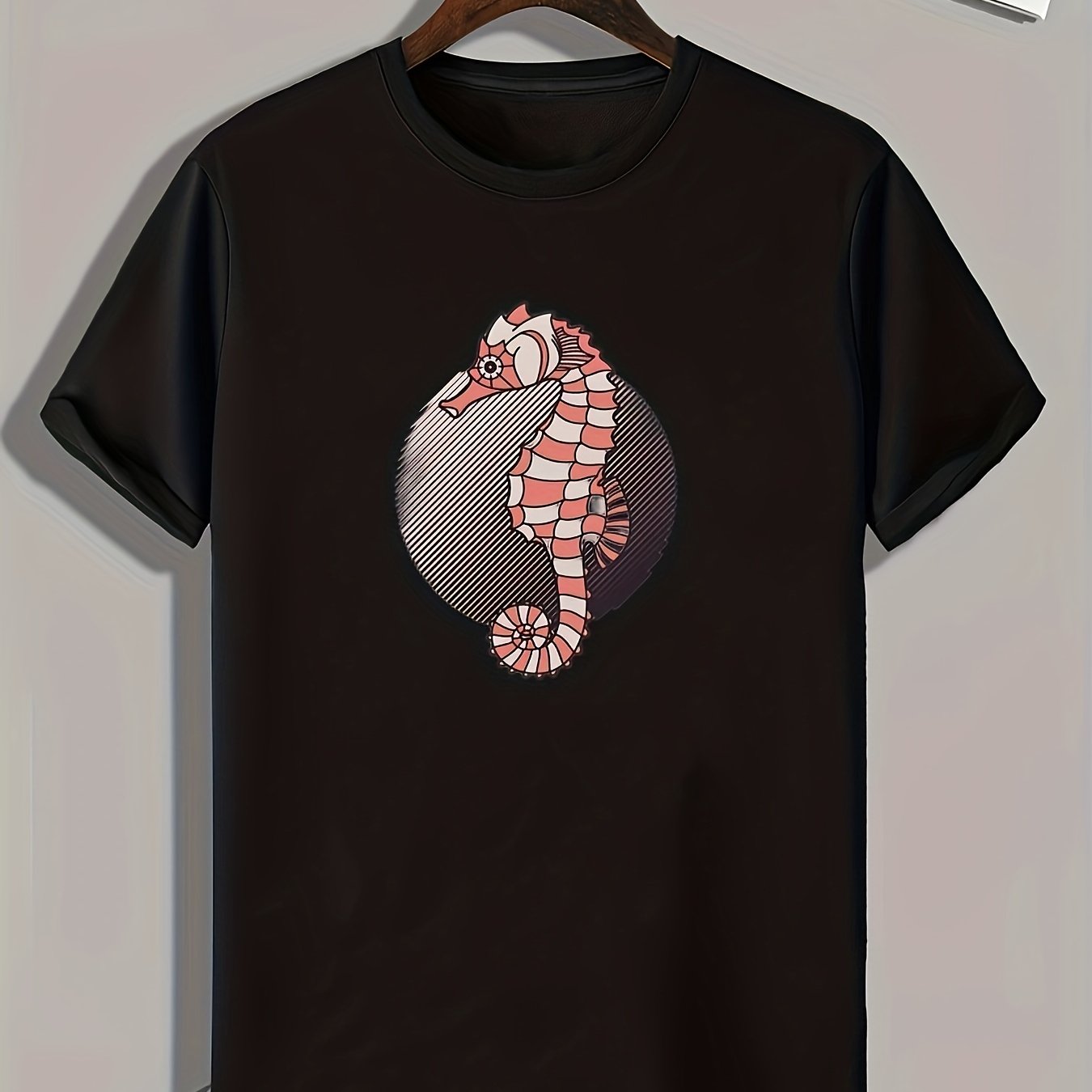 Sea Horse Pattern Print Men's Sports T-shirt Graphic Tee