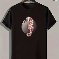 Sea Horse Pattern Print Men's Sports T-shirt Graphic Tee