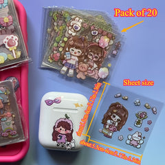 100pcs Non repeating Pet Stickers Cartoon Girl DIY Hand Account Stickers