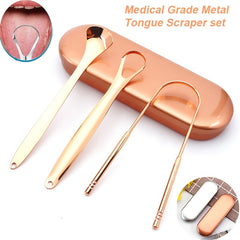 Portable Stainless Steel Tongue Scraper Set
