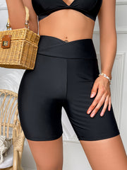 Cross Waist Yoga Shorts High Stretch Running Workout Shorts