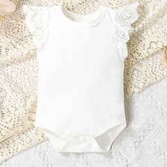 Baby Girl Ruffle Trim Flutter Sleeve Onesie Romper