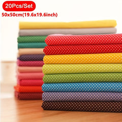 20pcs Multicolor Polka Dot Cotton Fabric for DIY Crafting