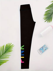 Letter Print Yoga Pants High Stretch Leggings