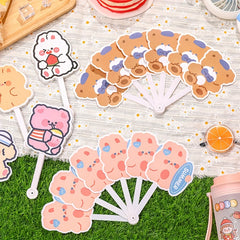 Summer Cartoon 6 Fold Fan for Students