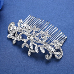 Silvery Rhinestone Hair Comb Crystal Insert Comb Bridal Head Jewelry Decoration